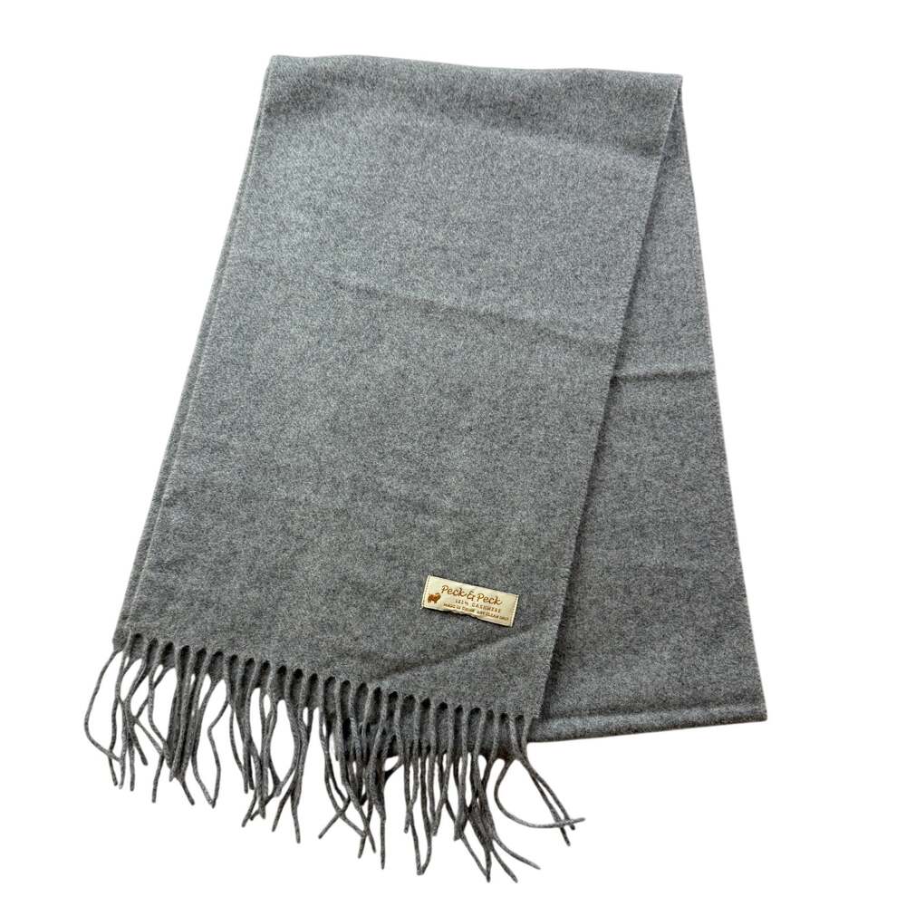 Vintage Peck & Peck Scarf 100% Cashmere Gray Fringe Soft Winter Classic Luxury
